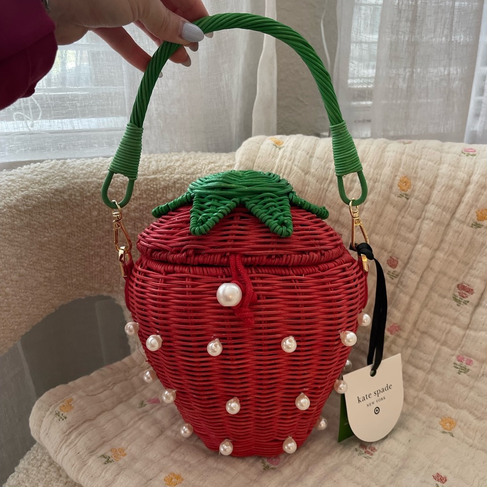 Kate Spade x Target - pearl embellishment strawberry basket bucket bag